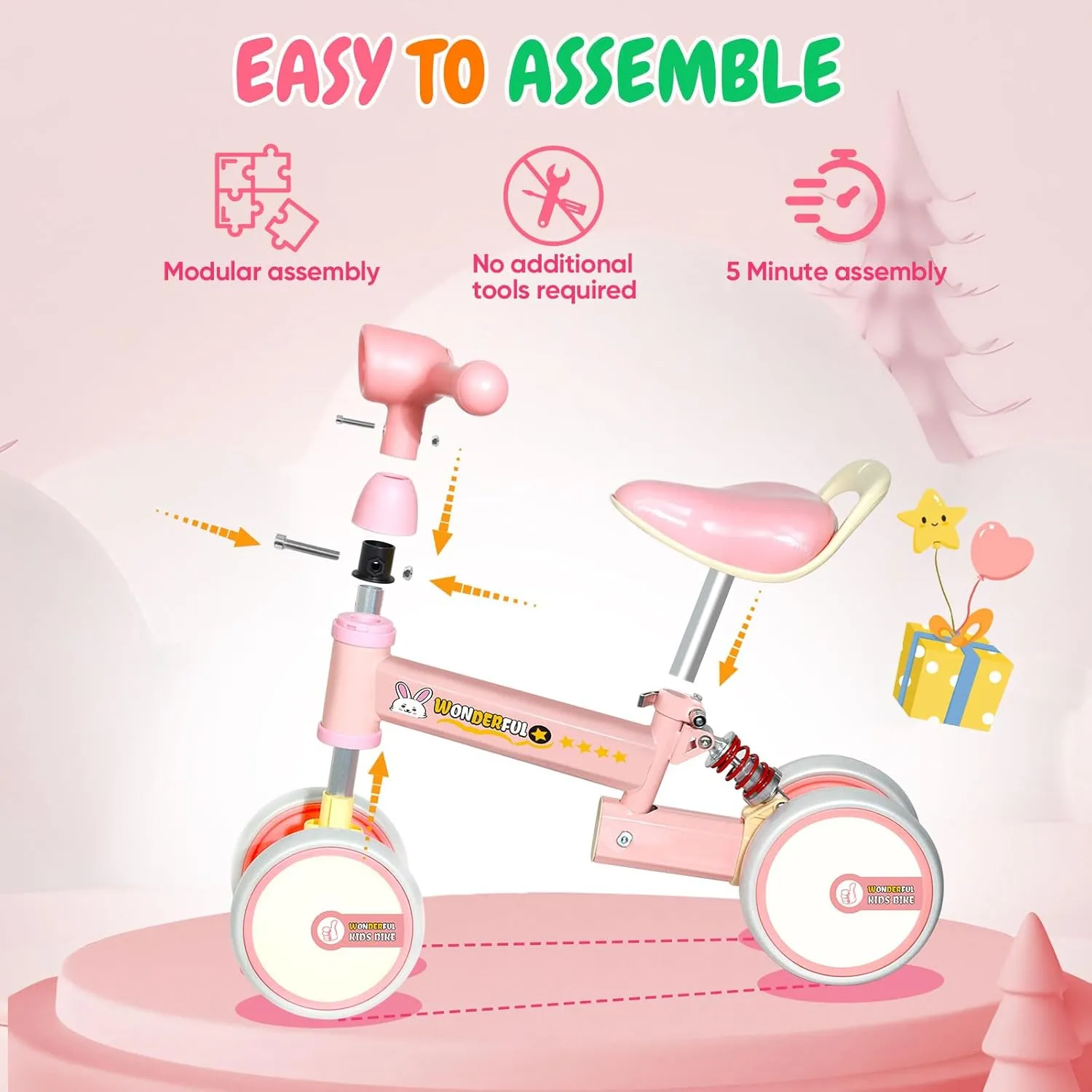 Bike - 4 Wheels, Seat for Kids, 2  Year unfold flora conductance Old Baby Balance 