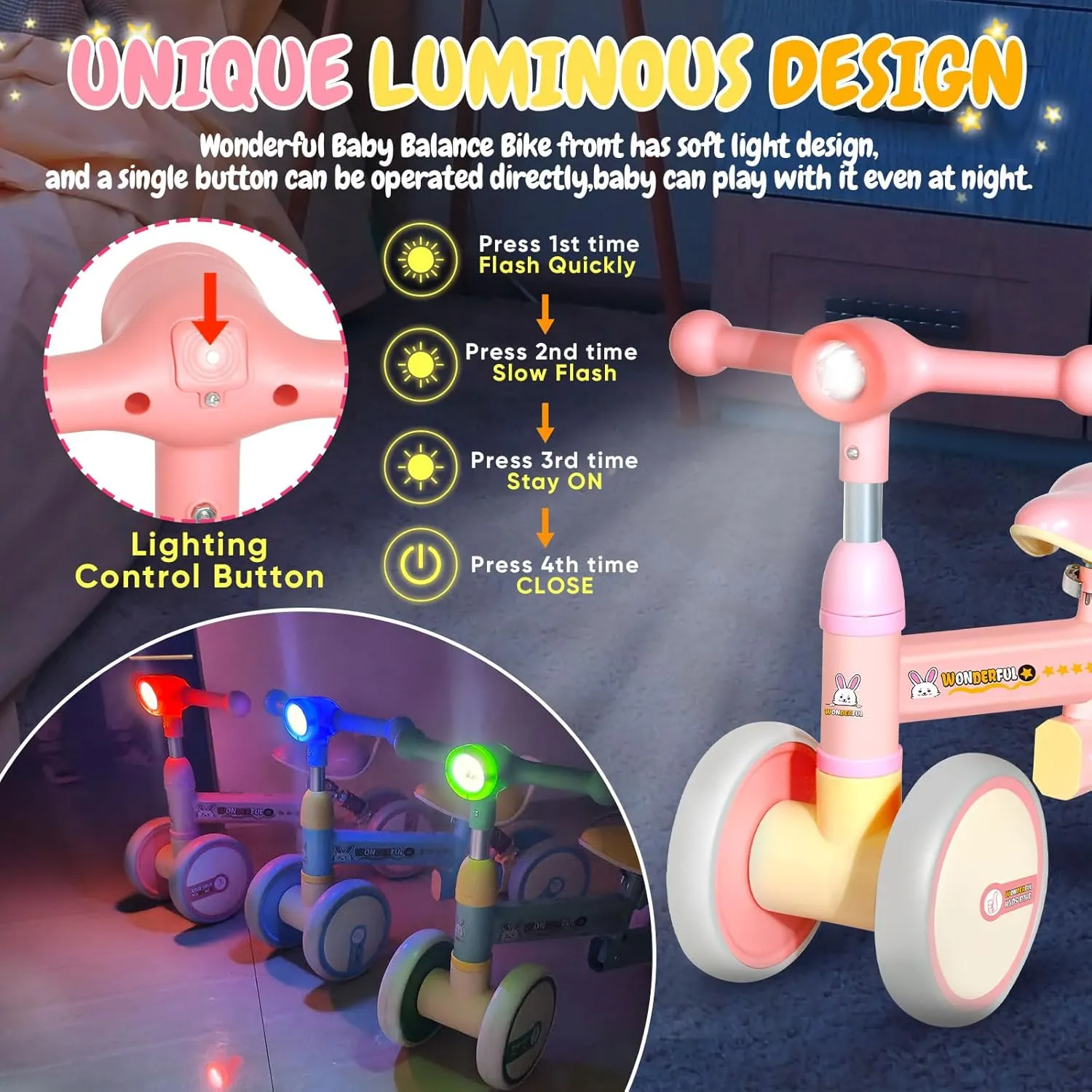 Bike - 4 Wheels, Seat for Kids, 2  Year unfold flora conductance Old Baby Balance 