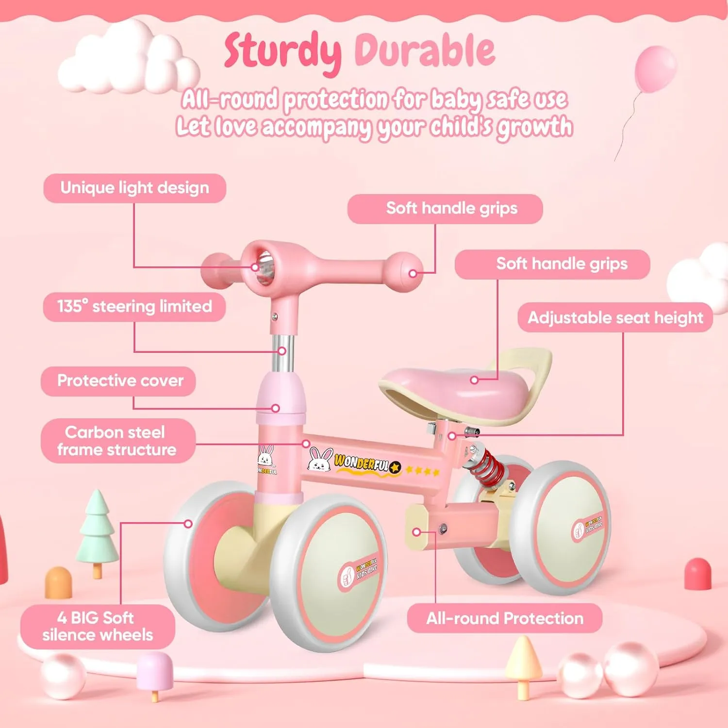 Bike - 4 Wheels, Seat for Kids, 2  Year unfold flora conductance Old Baby Balance 