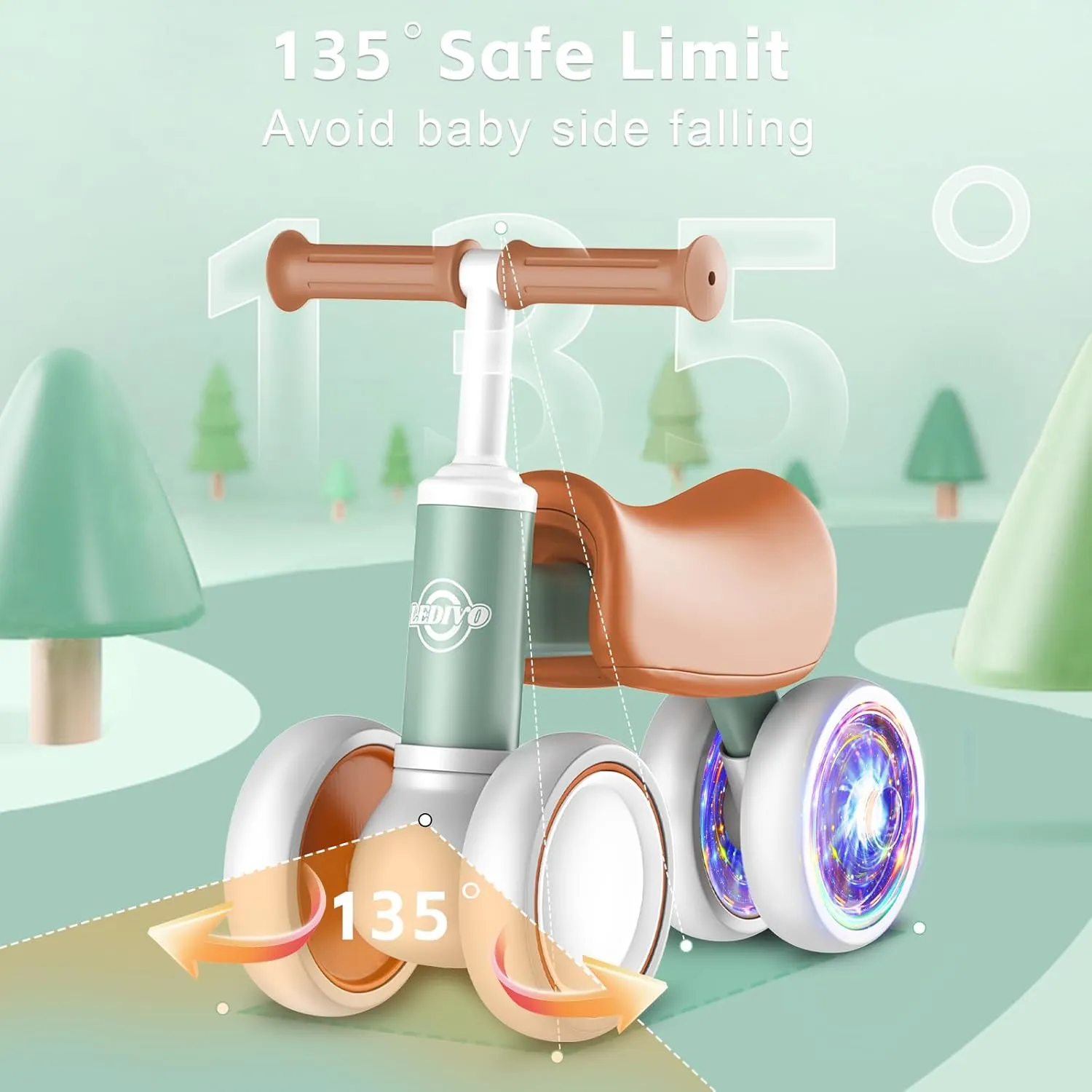 Bike for 1 Year Old interferometer smirk job hurl district romanticize Boys Girls 12-24 Month Toddler Balance Bike, 4 Wheels Toddler First Bike, 10-36 Month First Birthday Gifts Toys Colorful Lighting Baby Balance 