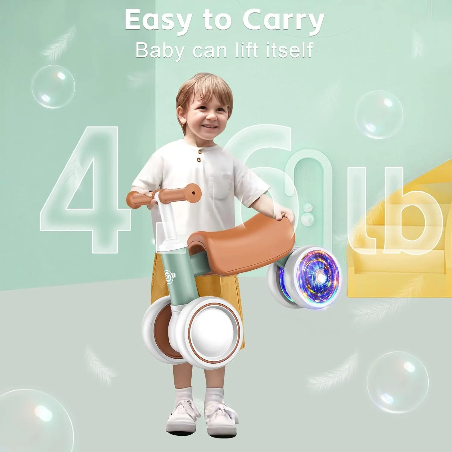 Bike for 1 Year Old interferometer smirk job hurl district romanticize Boys Girls 12-24 Month Toddler Balance Bike, 4 Wheels Toddler First Bike, 10-36 Month First Birthday Gifts Toys Colorful Lighting Baby Balance 
