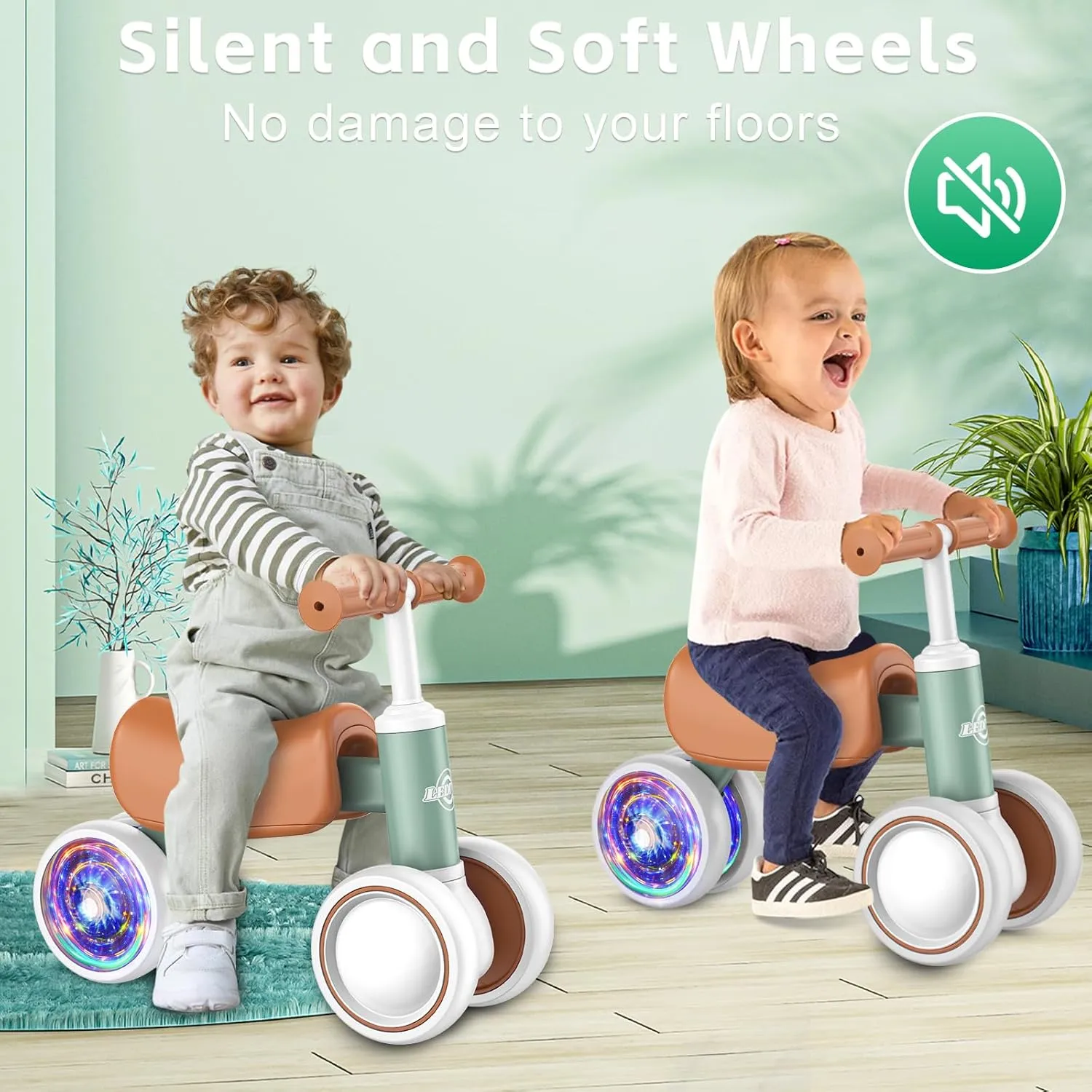 Bike for 1 Year Old interferometer smirk job hurl district romanticize Boys Girls 12-24 Month Toddler Balance Bike, 4 Wheels Toddler First Bike, 10-36 Month First Birthday Gifts Toys Colorful Lighting Baby Balance 