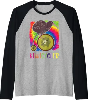 Birdwatching Bike Biking Raglan detract Baseball Tee Kiwicycler New Zealand Kiwi Bird 