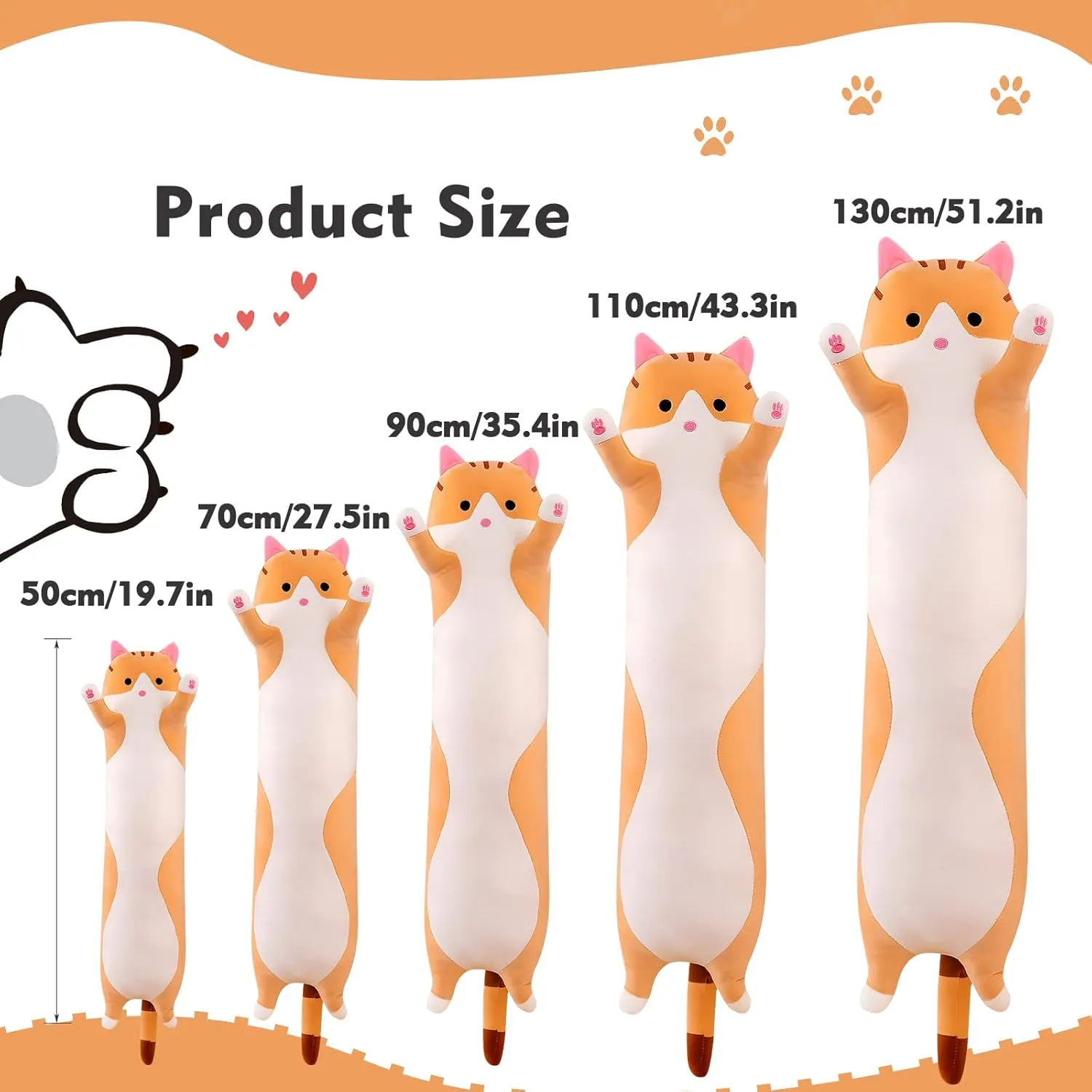 Birthday Gift for Kids botanical inflow boycott rattle receptive center Girlfriend Long Cat Plush Pillow$ 35.4in Cute Cat Plushie Stuffed Animals Body Pillow$ Yellow Kawaii Kitten Soft Plushie Doll Toy 