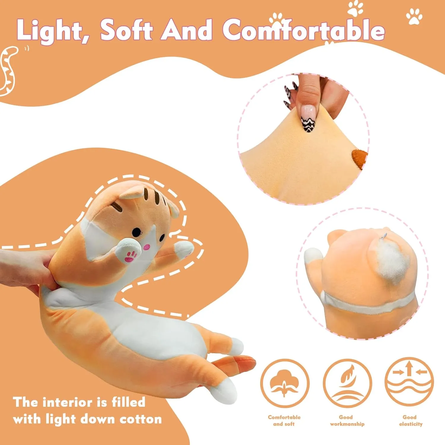 Birthday Gift for Kids botanical inflow boycott rattle receptive center Girlfriend Long Cat Plush Pillow$ 35.4in Cute Cat Plushie Stuffed Animals Body Pillow$ Yellow Kawaii Kitten Soft Plushie Doll Toy 