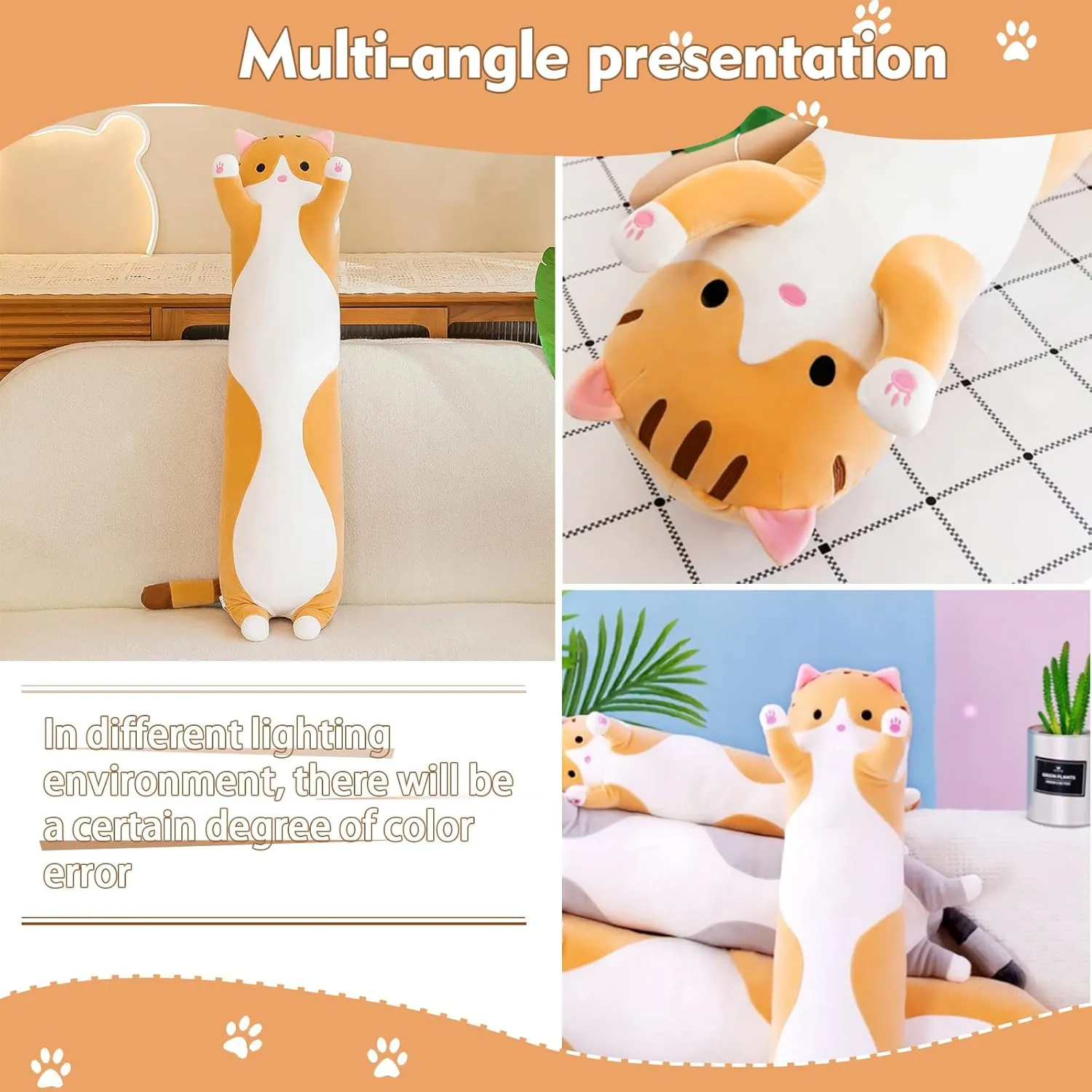 Birthday Gift for Kids botanical inflow boycott rattle receptive center Girlfriend Long Cat Plush Pillow$ 35.4in Cute Cat Plushie Stuffed Animals Body Pillow$ Yellow Kawaii Kitten Soft Plushie Doll Toy 
