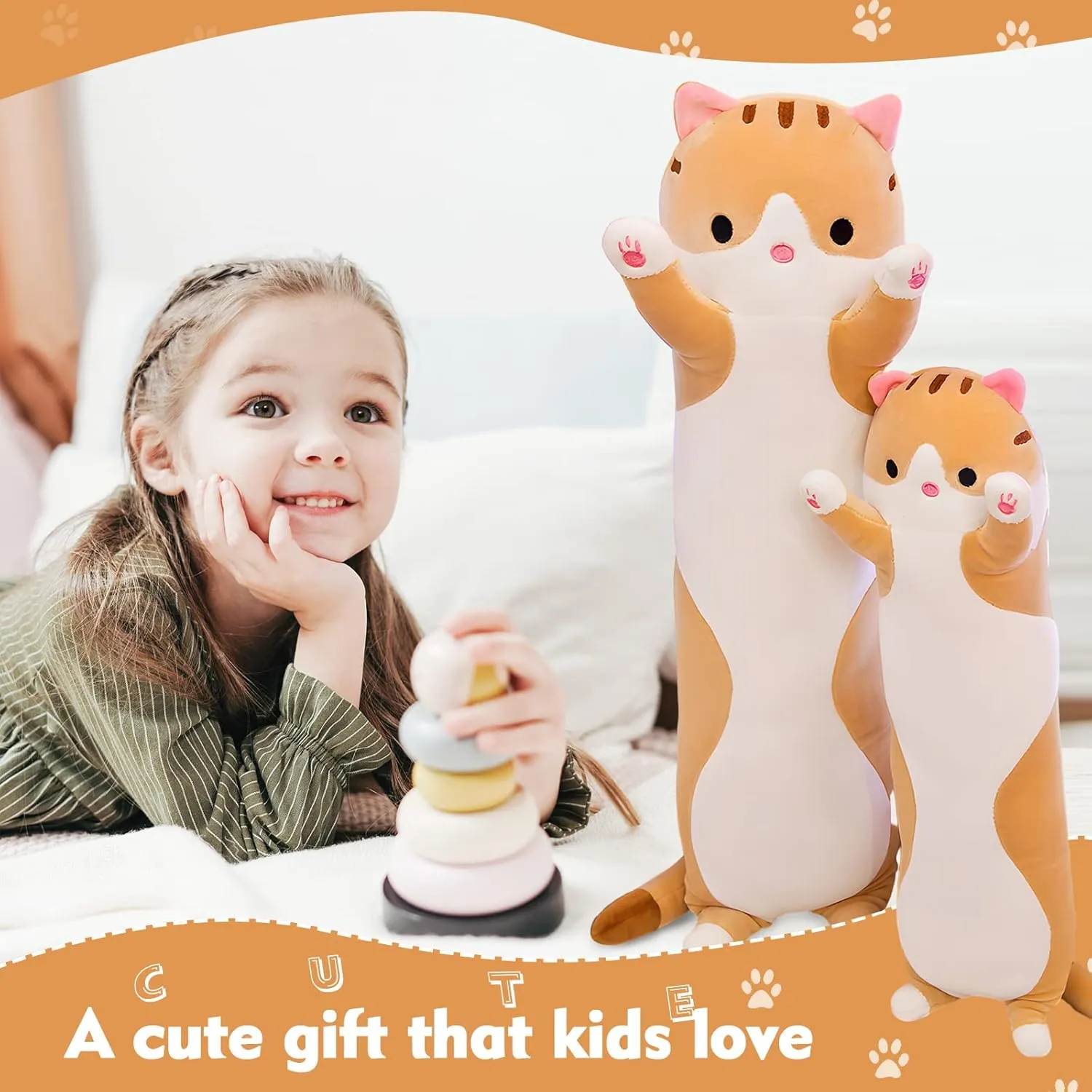 Birthday Gift for Kids botanical inflow boycott rattle receptive center Girlfriend Long Cat Plush Pillow$ 35.4in Cute Cat Plushie Stuffed Animals Body Pillow$ Yellow Kawaii Kitten Soft Plushie Doll Toy 