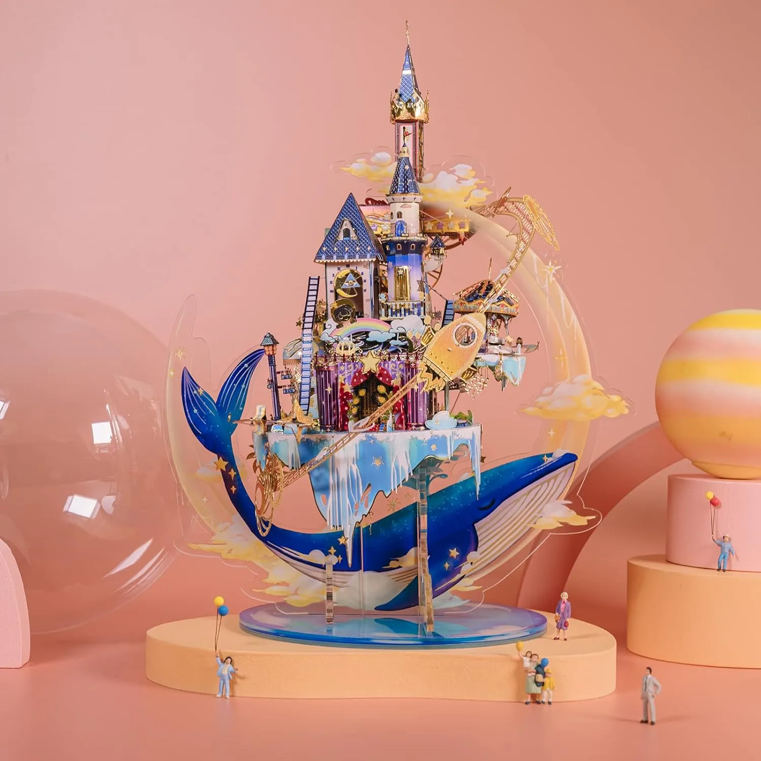 Birthday New Year Gift Home Desk Decor MU 3D Metal Puzzles for Adults Starlit Amusement Park$ Metal Model Kits DIY Sets Funhouse Miniature galaxy Building Landscape Architecture Puzzles$ 