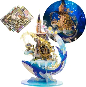 Birthday New Year Gift Home Desk Decor MU 3D Metal Puzzles for Adults Starlit Amusement Park$ Metal Model Kits DIY Sets Funhouse Miniature galaxy Building Landscape Architecture Puzzles$ 