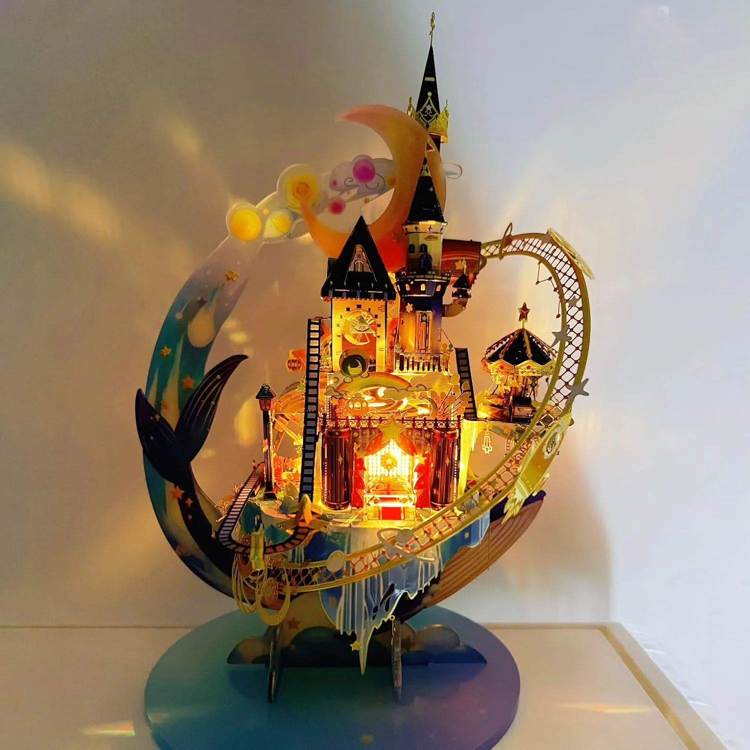 Birthday New Year Gift Home Desk Decor MU 3D Metal Puzzles for Adults Starlit Amusement Park$ Metal Model Kits DIY Sets Funhouse Miniature galaxy Building Landscape Architecture Puzzles$ 