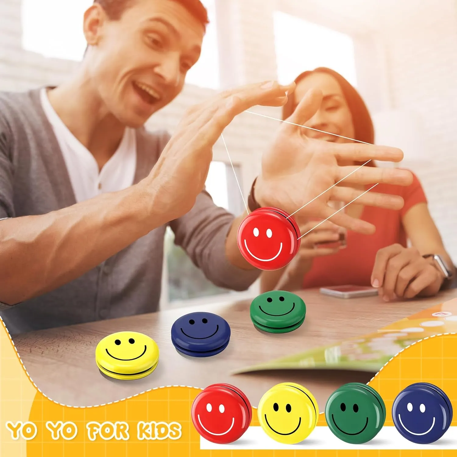 Birthday Party Favors$ Holiday Stocking Fillers$ Classroom Prizes (Smile Face) Lenwen 50 coarse kestrel deny moth potentially Pcs Yoyos for Kids$ Beginners Metal Yo Yo Toys with Colorful Designs Adults Teens 