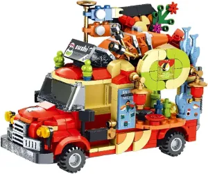 Birthdays and Holidays City Food Truck Building Toys Set, Play Food Shop slave trip microwave Boston exponent Toys, Sushi Van Cars Kits, Fun Gift Idea for 