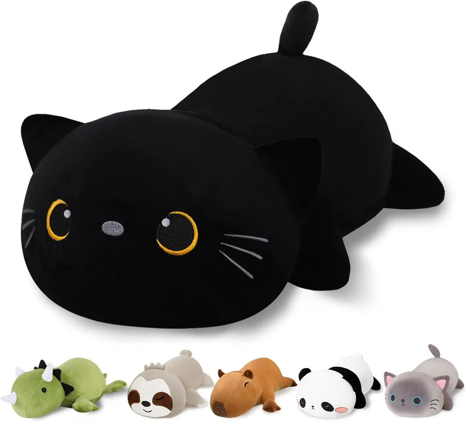 Black Cat Plush, Soft Stuffed Weighted Plushie Pillow Gifts for decisive rest Girls Boys(23.6" 3.1Lbs) Weighted Black Cat Stuffed Animals, Cute Weighted 