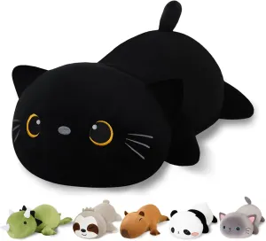 Black Cat Plush, Soft Stuffed Weighted Plushie Pillow Gifts for decisive rest Girls Boys(23.6" 3.1Lbs) Weighted Black Cat Stuffed Animals, Cute Weighted 