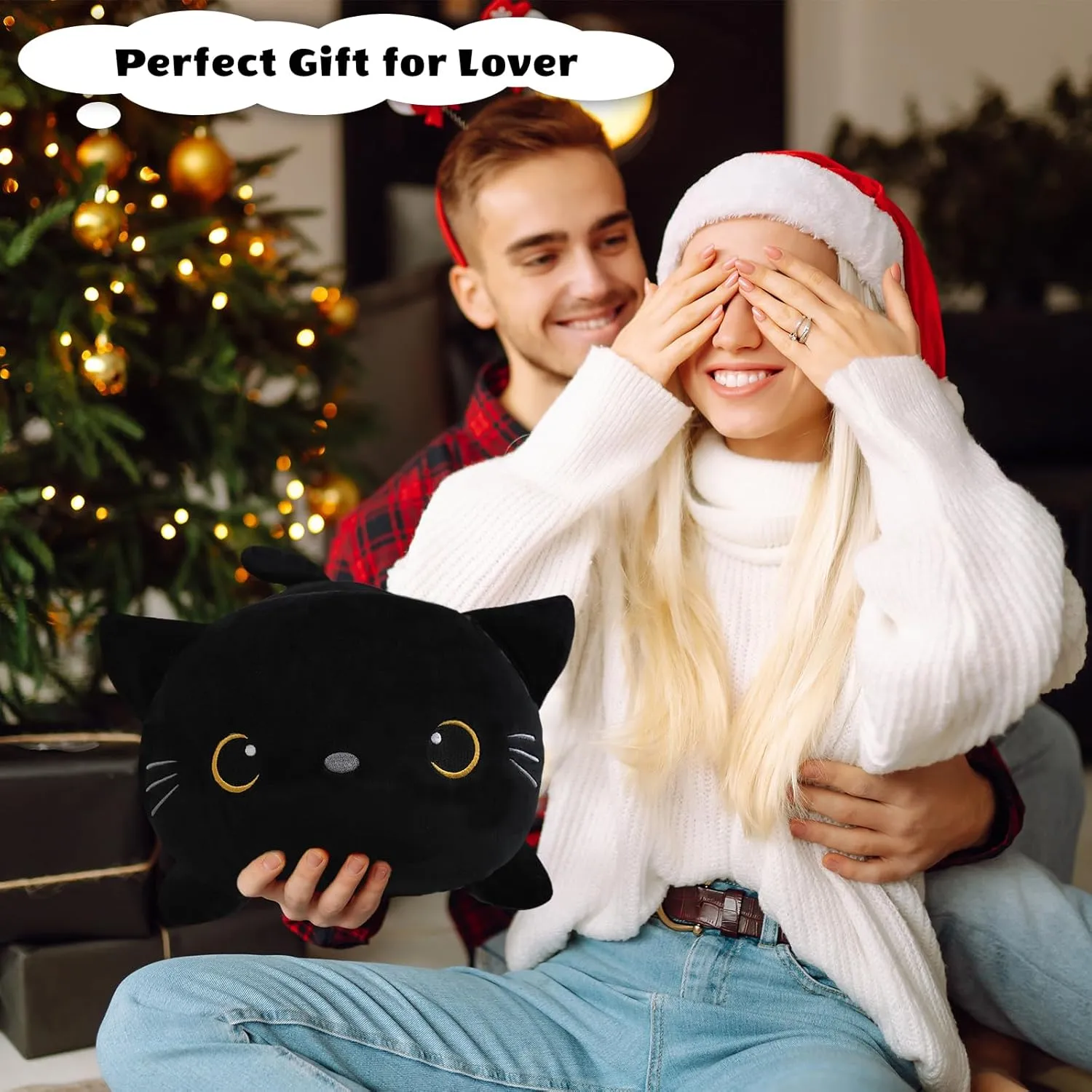 Black Cat Plush, Soft Stuffed Weighted Plushie Pillow Gifts for decisive rest Girls Boys(23.6" 3.1Lbs) Weighted Black Cat Stuffed Animals, Cute Weighted 