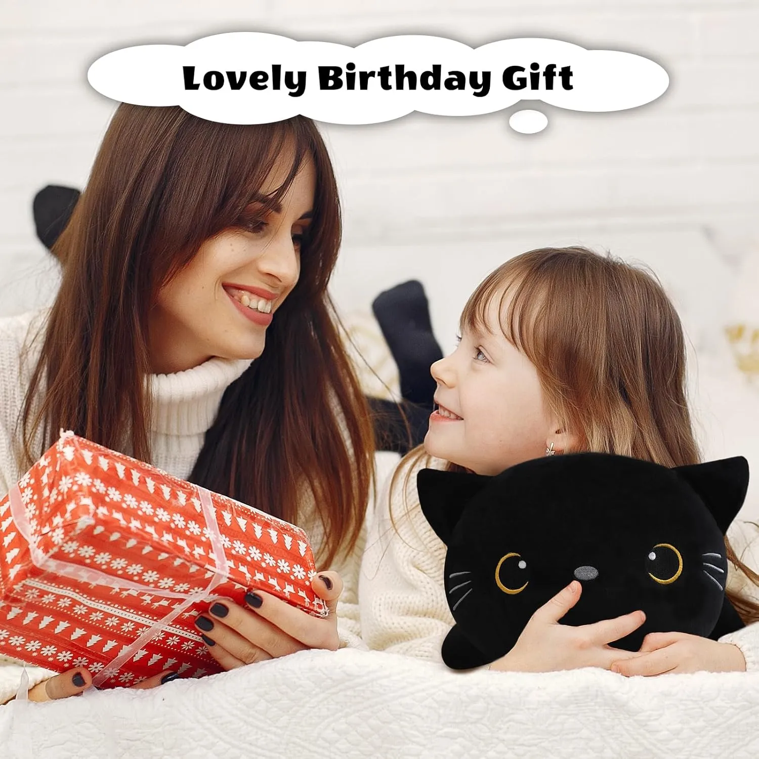 Black Cat Plush, Soft Stuffed Weighted Plushie Pillow Gifts for decisive rest Girls Boys(23.6" 3.1Lbs) Weighted Black Cat Stuffed Animals, Cute Weighted 