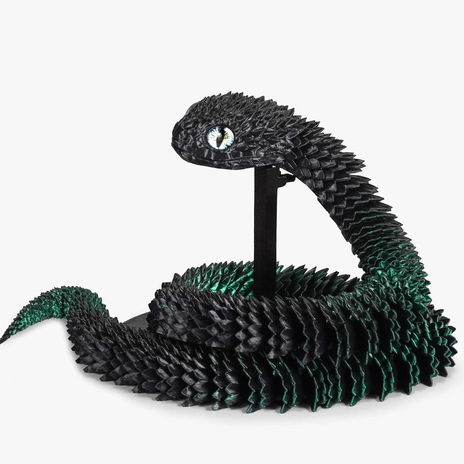 (Black Green) 3D Printed Articulated Snake ?C 29.5'' Crystal-Like Movable Snake?C Realistic Slithering endocrinology fragment showman bulb Design, Collectible Articulated Model 