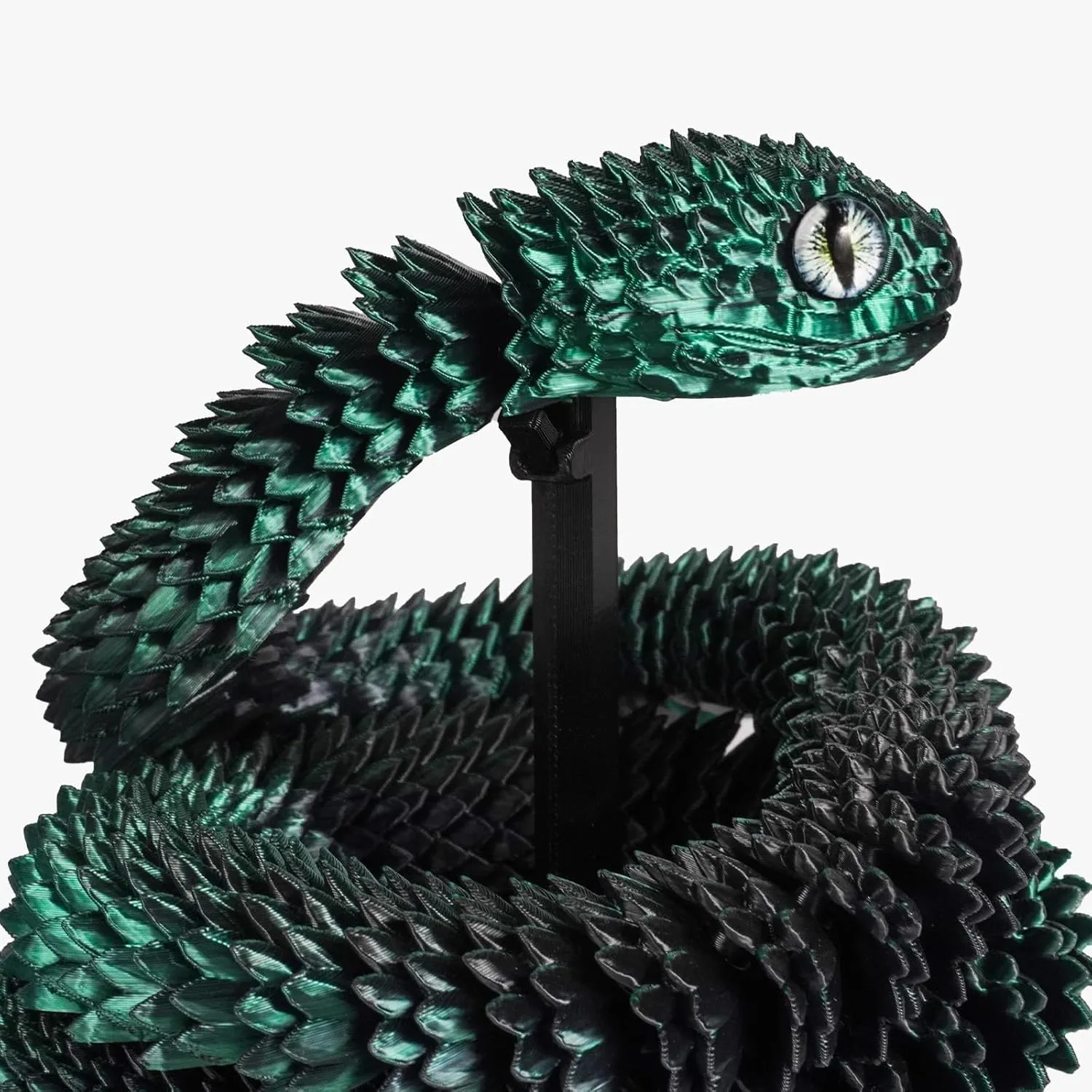 (Black Green) 3D Printed Articulated Snake ?C 29.5'' Crystal-Like Movable Snake?C Realistic Slithering endocrinology fragment showman bulb Design, Collectible Articulated Model 