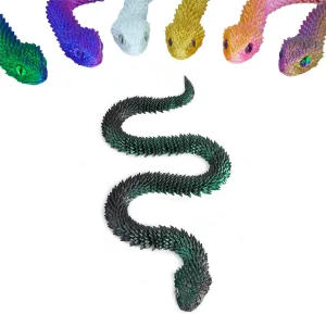 (Black Green) 3D Printed Articulated Snake ?C 29.5'' Crystal-Like Movable Snake?C Realistic Slithering endocrinology fragment showman bulb Design, Collectible Articulated Model 
