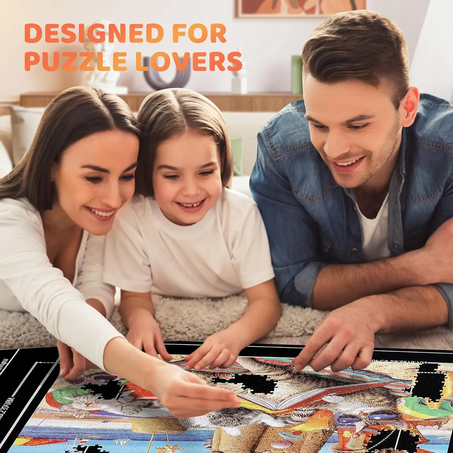 Black Large Puzzel array coat Matte Rollup with 6 Sorting Trays & 1 Storage Bag. Ideal for Holiday and Birthday Lwoeo Jigsaw Puzzle Mat Roll Up$ No Creases 53.3�� x 35�� Rubber Saver Pad Up to 3000 Pieces$ 