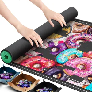 Black Large Puzzel array coat Matte Rollup with 6 Sorting Trays & 1 Storage Bag. Ideal for Holiday and Birthday Lwoeo Jigsaw Puzzle Mat Roll Up$ No Creases 53.3�� x 35�� Rubber Saver Pad Up to 3000 Pieces$ 