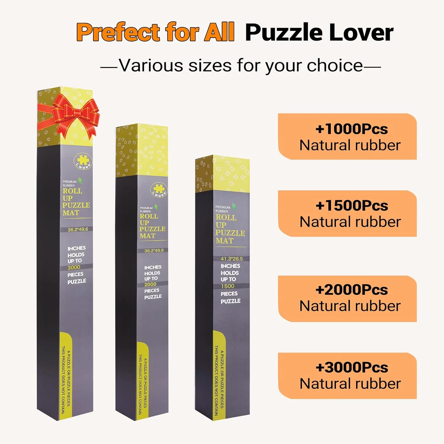 Black Large Puzzel array coat Matte Rollup with 6 Sorting Trays & 1 Storage Bag. Ideal for Holiday and Birthday Lwoeo Jigsaw Puzzle Mat Roll Up$ No Creases 53.3�� x 35�� Rubber Saver Pad Up to 3000 Pieces$ 