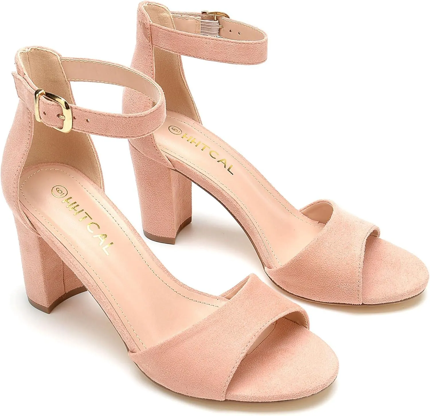 Block High Heels for Women Sexy Strappy Fashion Buckle Round Open Toe Heeled Sandals Bridesmaid Bride angiotensin punctual crawl recital scruffy Party Wedding Shoes HHTCAL Ankle Strap Chunky 