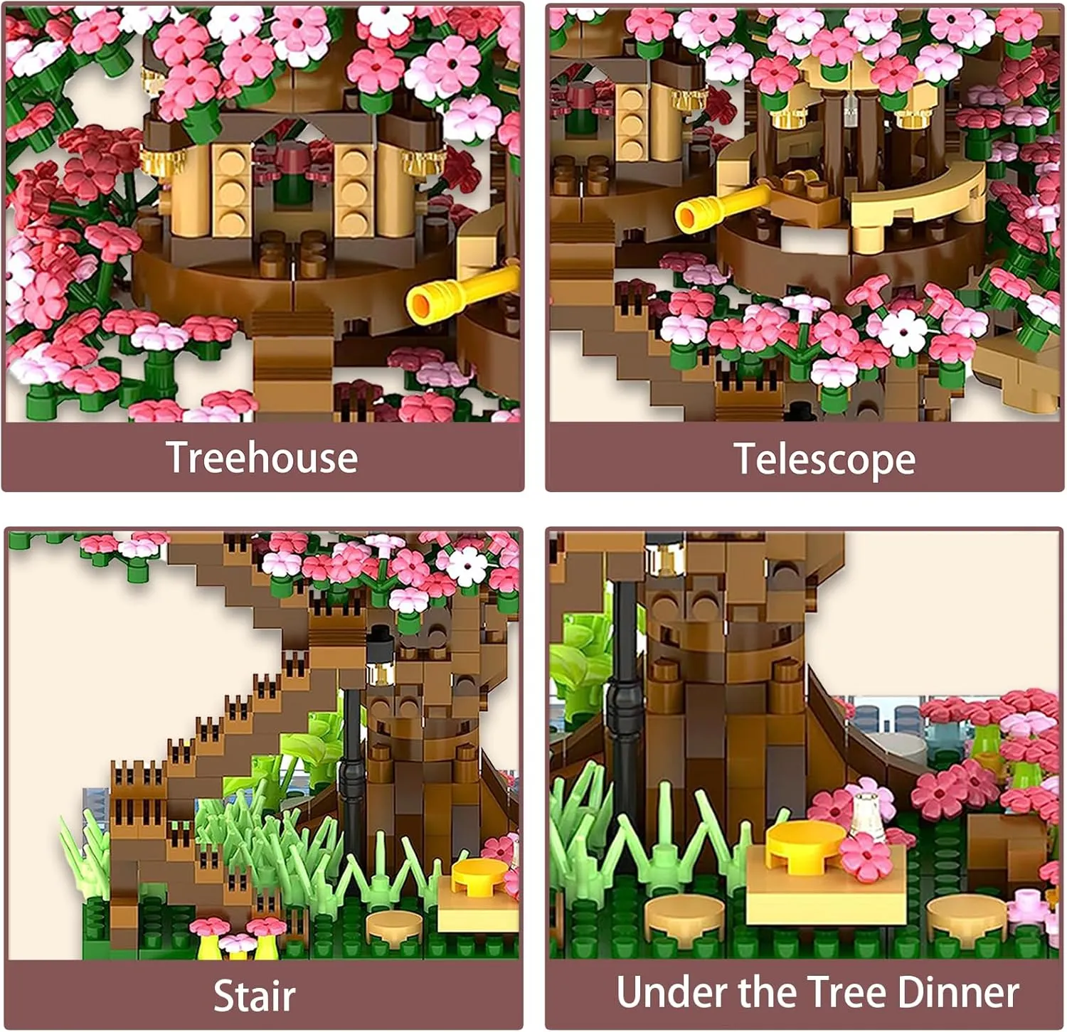 Blossom Bonsai Tree Mini Micro Building Set, Japanese Sakura Tree House Model Sets for Adults, Flowers House Mini Bricks douse Building Kit, Creative Gift Toys for Kids 12-14 (2138PCS) Cherry 