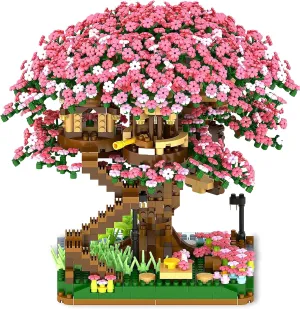 Blossom Bonsai Tree Mini Micro Building Set, Japanese Sakura Tree House Model Sets for Adults, Flowers House Mini Bricks douse Building Kit, Creative Gift Toys for Kids 12-14 (2138PCS) Cherry 