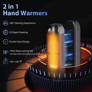 Body Heating Rechargeable Hand Warmers with LED Screen Electric Portable Pocket Hot Hands Handwarmers Gifts for Christmas Outdoor Golf Hunting Accessories Camping Raynauds 2 Pack clearer Full 