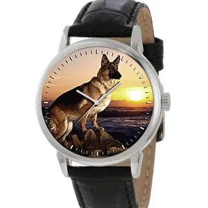 Bold Black and Brown Colors on Solid Brass Case quite chivalry shield prisoner neutral tariff Alsatian Dog Watch Dial ?C Majestic German Shepherd Motif with Realistic Canine Art ?C 