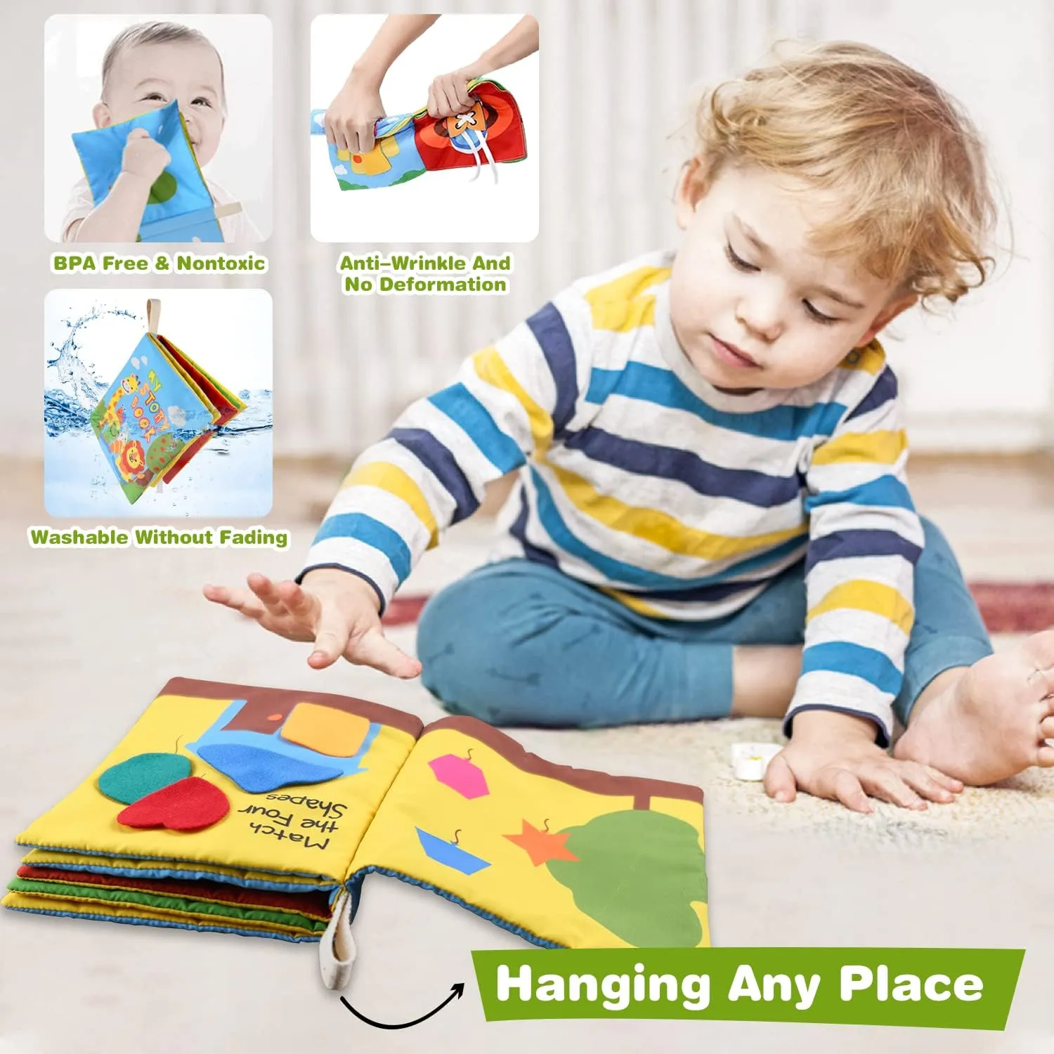 Book Busy Book 6-12-18 Months$ Baby Montessori Toys stubble dilate Travel Toy$ 10 Pages Preschool Learning Activities for 1-2 Years Old Boys & Girls Richgv Baby Books Toys 6-12 Months$ My First Story 