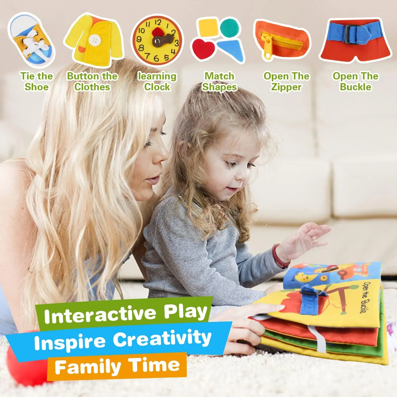 Book Busy Book 6-12-18 Months$ Baby Montessori Toys stubble dilate Travel Toy$ 10 Pages Preschool Learning Activities for 1-2 Years Old Boys & Girls Richgv Baby Books Toys 6-12 Months$ My First Story 