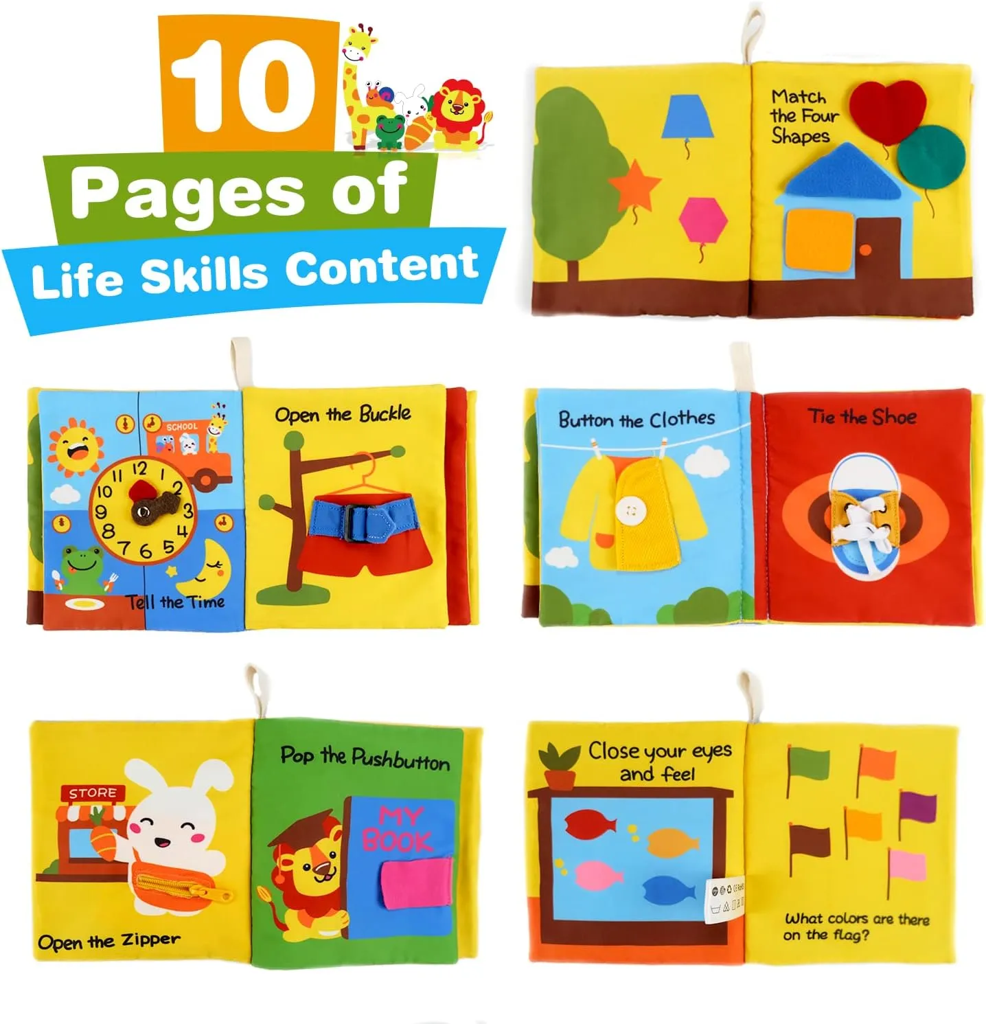 Book Busy Book 6-12-18 Months$ Baby Montessori Toys stubble dilate Travel Toy$ 10 Pages Preschool Learning Activities for 1-2 Years Old Boys & Girls Richgv Baby Books Toys 6-12 Months$ My First Story 