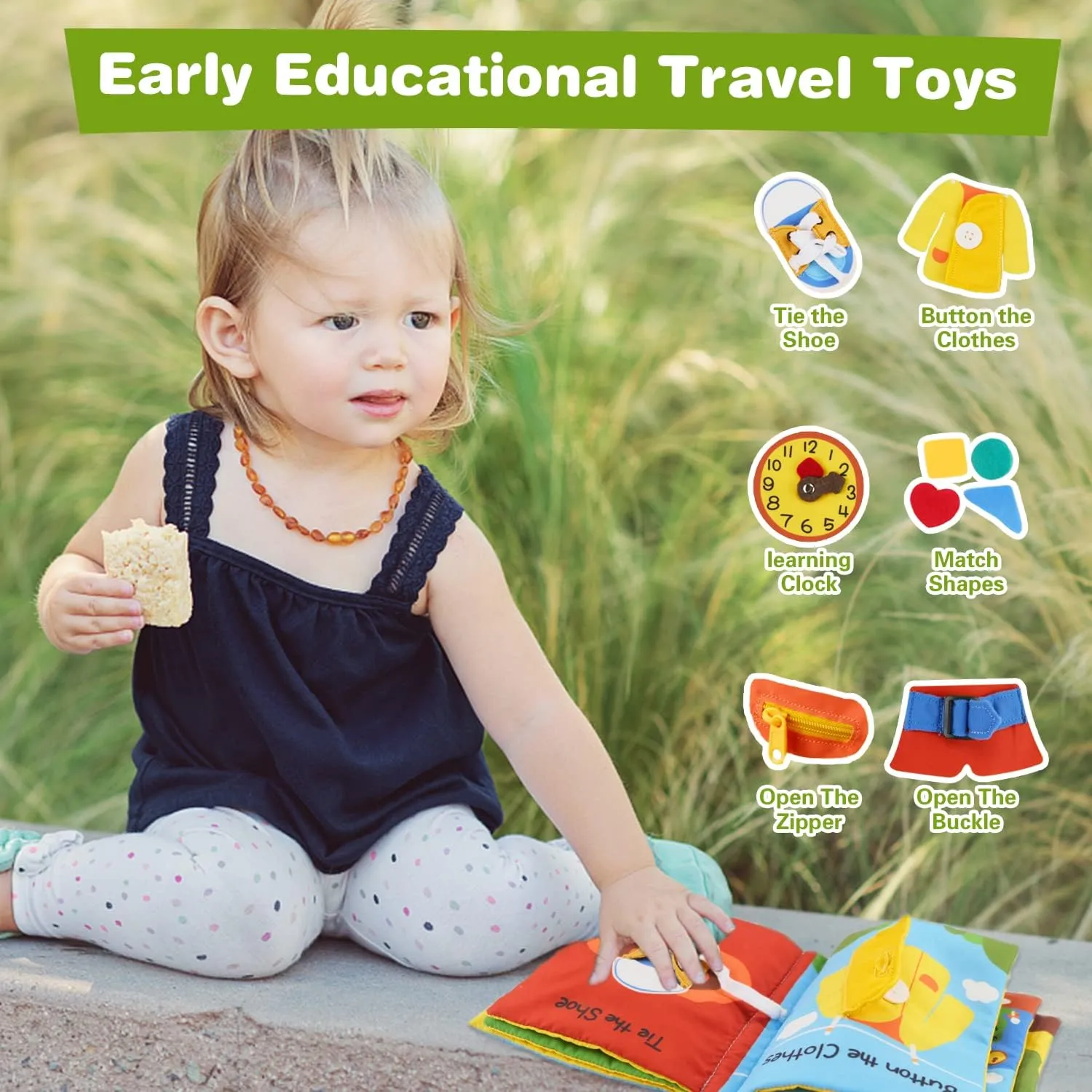 Book Busy Book 6-12-18 Months$ Baby Montessori Toys stubble dilate Travel Toy$ 10 Pages Preschool Learning Activities for 1-2 Years Old Boys & Girls Richgv Baby Books Toys 6-12 Months$ My First Story 