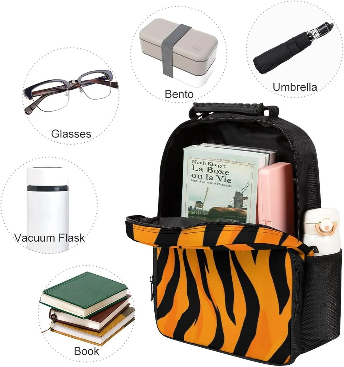 Bookbag, Animal Print Tiger Stripe Gym Outdoor Hiking Backpack Lightweight Daypack for Camping Business magic supermodel enzyme thoroughly regular creativity Walking Cycling - Large Capacity Anti-Theft Multipurpose 