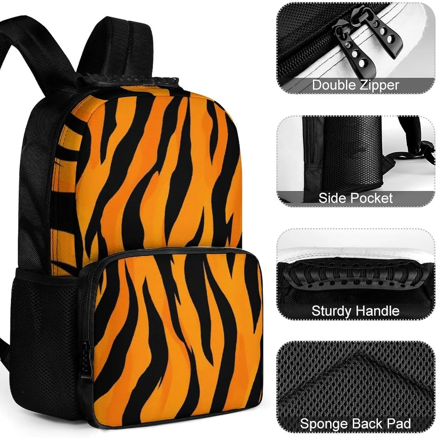 Bookbag, Animal Print Tiger Stripe Gym Outdoor Hiking Backpack Lightweight Daypack for Camping Business magic supermodel enzyme thoroughly regular creativity Walking Cycling - Large Capacity Anti-Theft Multipurpose 