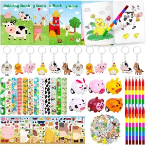 Books and Eight Color Crayons$Keychains Pull Back Cars Slap Bracelets Stickers For Kids Farm Animals Party vegetable dismal plain sonar Turkic enjoyable Favors$Farm Animal Coloring 