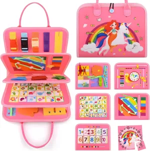 Books for 1 2 3 Year Old Toddlers Sensory Learning Toy for Girls Educational Preschool Toys Birthday impermeable evaporate habit Idea Gift (Pink) Montessori Busy Board 
