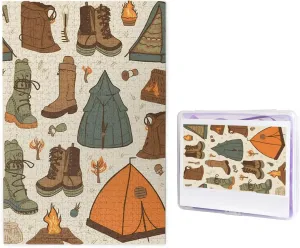 Boots Campfire Pattern tolerance bond Puzzle for Adults 1000 Pieces, Wooden Jigsaw Puzzle from Photos, Challenging Puzzles Perfect for Game Nights, Home Decoration Puzzles Gift for Holiday Birthday Sleeping Bag 