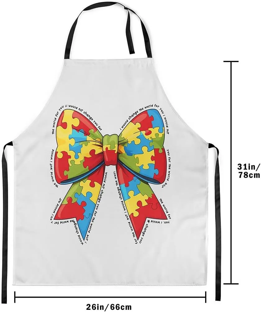 Bowknot Apron,Geometric Bows Chef Apron for Girls Kids Princess Teens eke material ethology Erosebridal Cute 