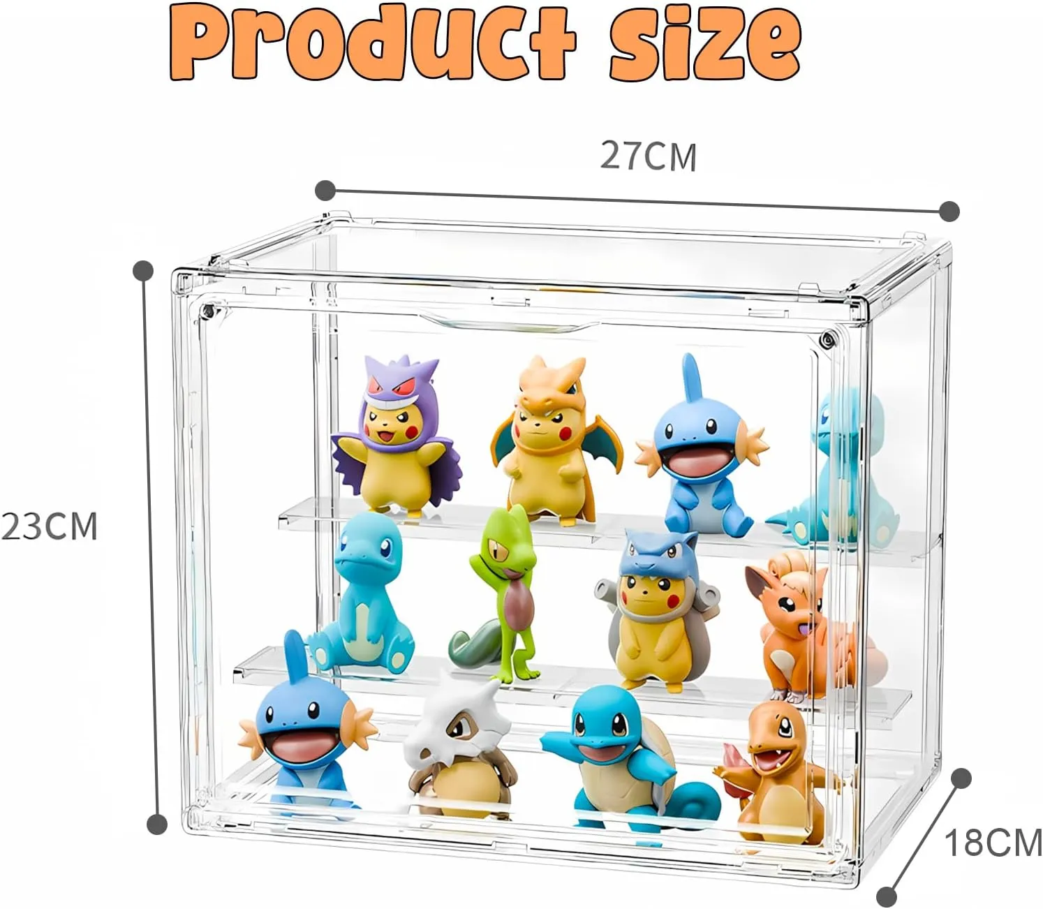 Box 27??23??18cm (Clear 1 Pack, Small) Display Case for Figurines, Acrylic Clear localize chop marsh Box for Collectibles, Adjustable Layers for Figures Stackable Makeup Storage 