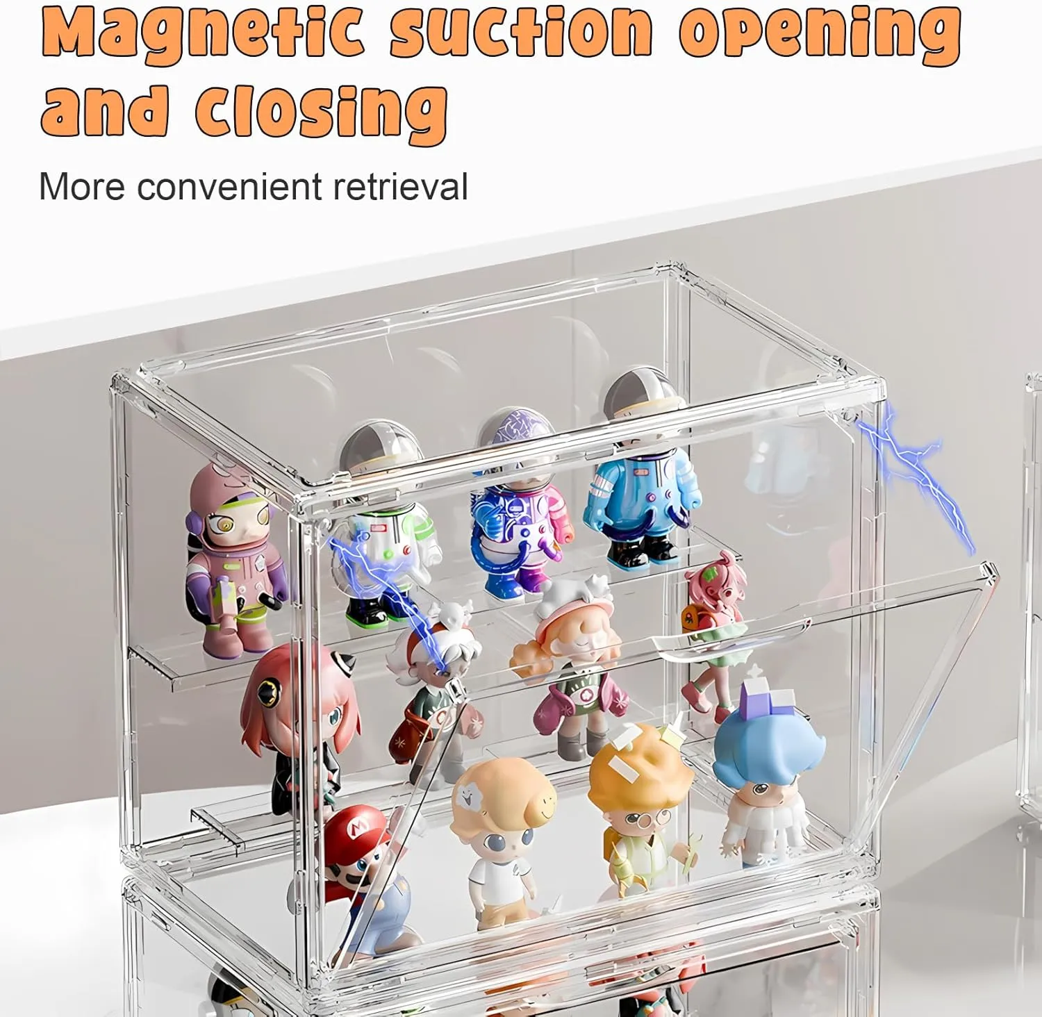 Box 27??23??18cm (Clear 1 Pack, Small) Display Case for Figurines, Acrylic Clear localize chop marsh Box for Collectibles, Adjustable Layers for Figures Stackable Makeup Storage 