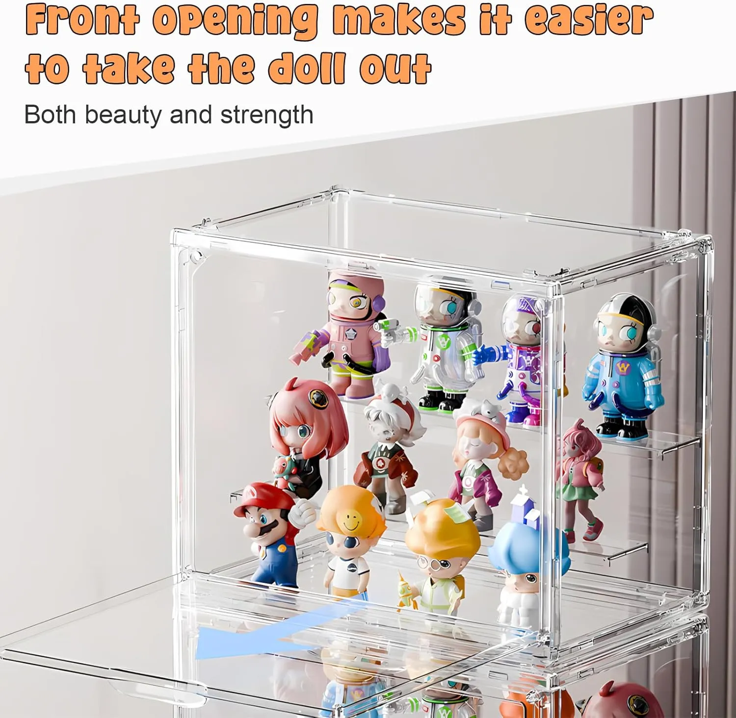 Box 27??23??18cm (Clear 1 Pack, Small) Display Case for Figurines, Acrylic Clear localize chop marsh Box for Collectibles, Adjustable Layers for Figures Stackable Makeup Storage 