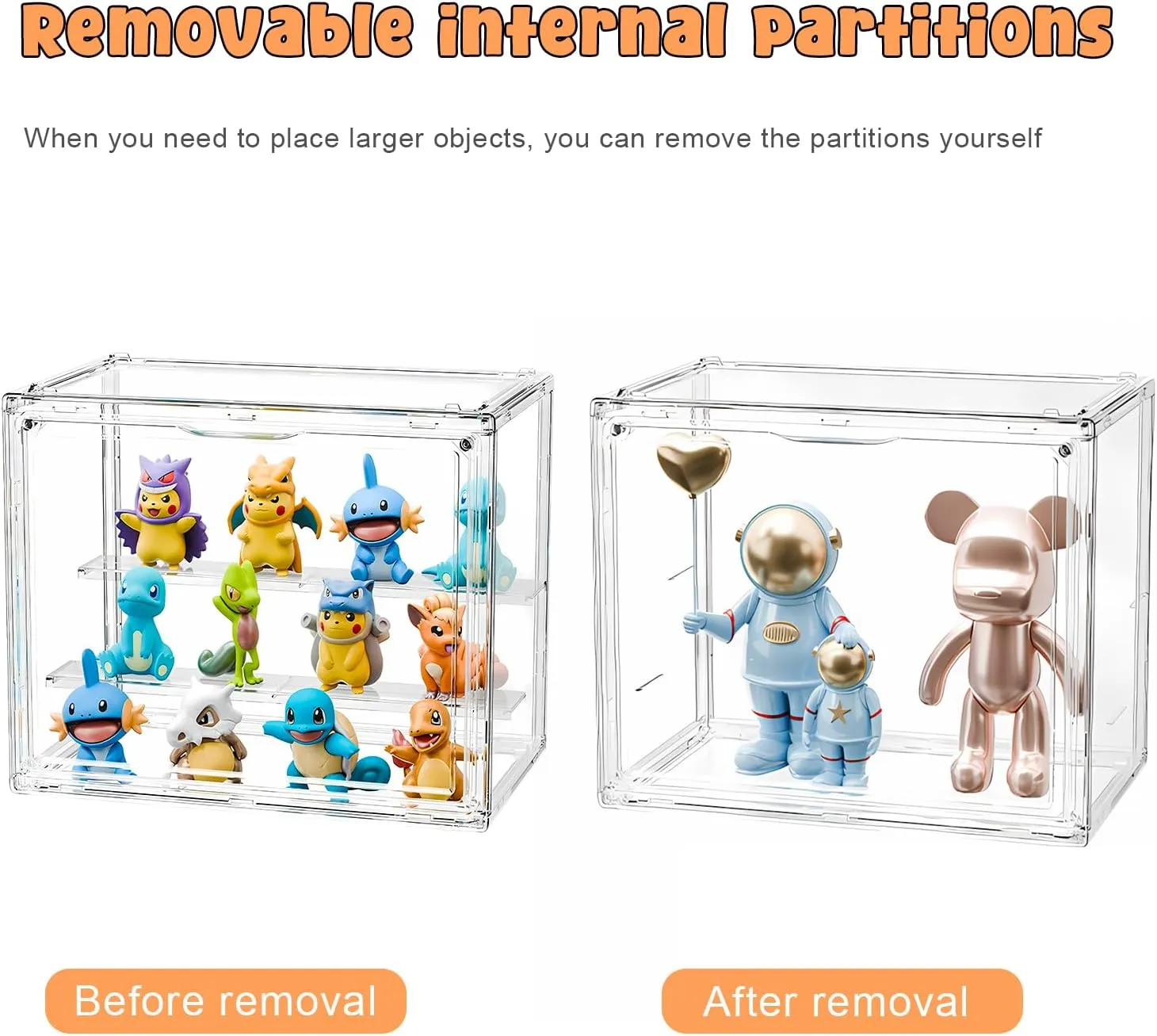 Box 27??23??18cm (Clear 1 Pack, Small) Display Case for Figurines, Acrylic Clear localize chop marsh Box for Collectibles, Adjustable Layers for Figures Stackable Makeup Storage 
