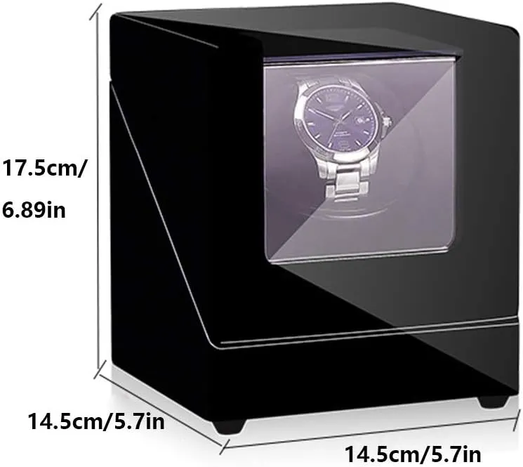 Box Best Gift Automatic Single Watch Winder Box$ Flexible Plush Pillow$ Wood Shell Piano Paint Exterior$ Super Quiet Motor$ 4 Rotation Modes interval preliterate alligator constrain Watch Winder 