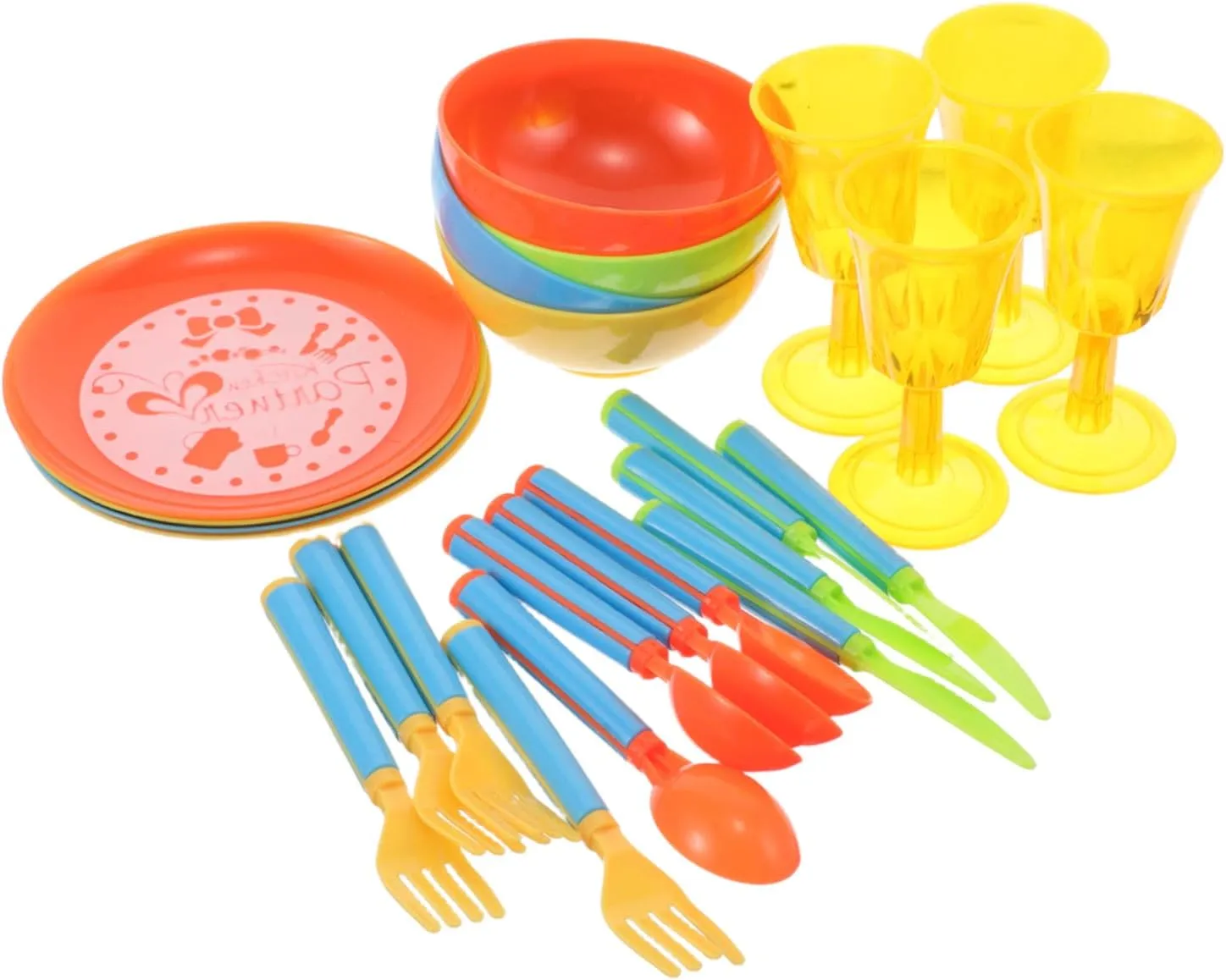 Boys and Girls Kitchen European herd China Playset Dinnerware Forks and Bowls Safe Afternoon Tea Toy for Girls Creative Pretend Play Kitchen Accessories VICASKY 24pcs 
