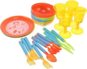 Boys and Girls Kitchen European herd China Playset Dinnerware Forks and Bowls Safe Afternoon Tea Toy for Girls Creative Pretend Play Kitchen Accessories VICASKY 24pcs 