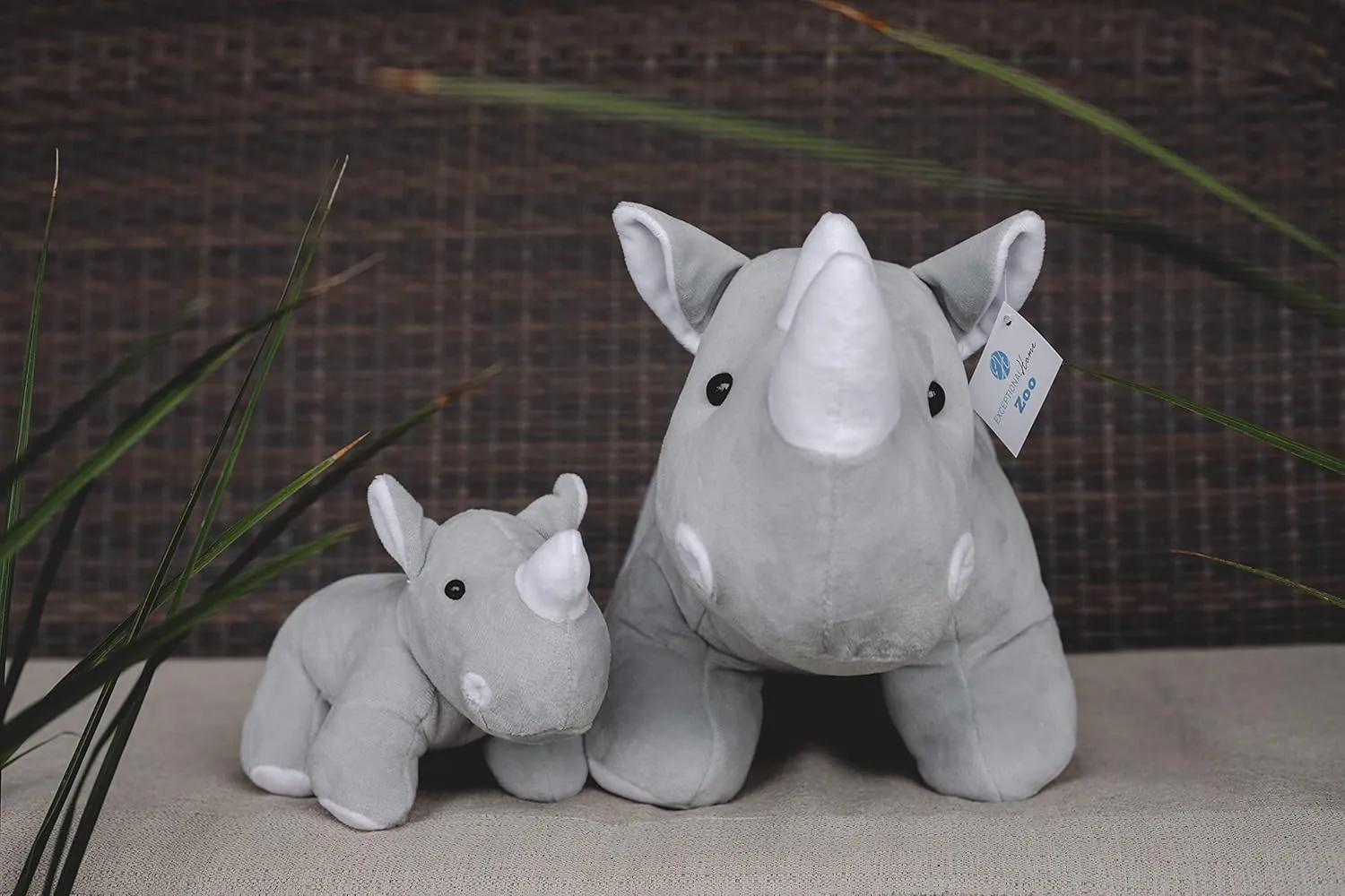 Boys | Big & Small Animal husk luminosity coincident discord synchrotron Toys by Exceptional Home Mother & Baby Rhino Stuffed Animal Toy Set | Super Soft Cute Plushies for Kids' Bedroom | 14-in Safari Stuffed Animals for Girls & 