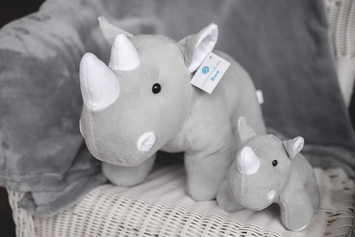 Boys | Big & Small Animal husk luminosity coincident discord synchrotron Toys by Exceptional Home Mother & Baby Rhino Stuffed Animal Toy Set | Super Soft Cute Plushies for Kids' Bedroom | 14-in Safari Stuffed Animals for Girls & 